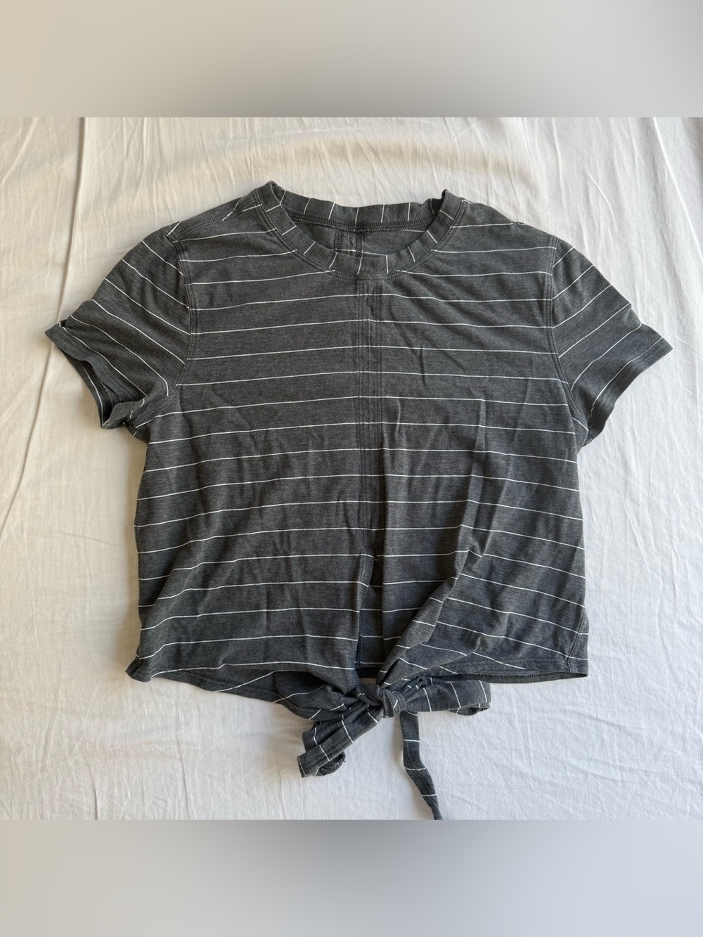 Lululemon Striped Tie-Front Crop Tee size small